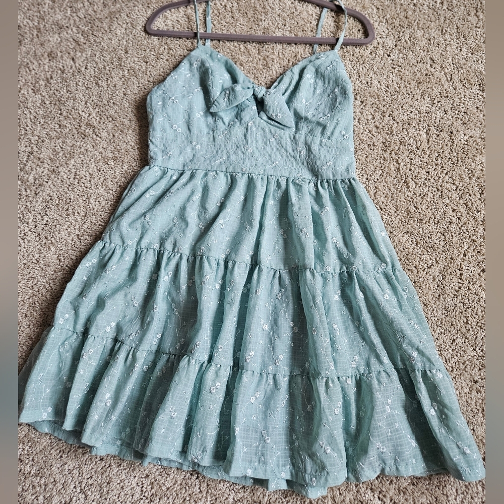Trixxi Light Blue Embroidered Sun Dress